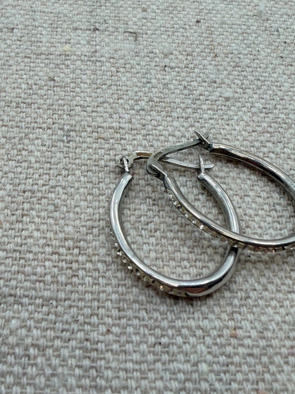 Classic Silver Hoop Earrings with Subtle Pavé Detailing